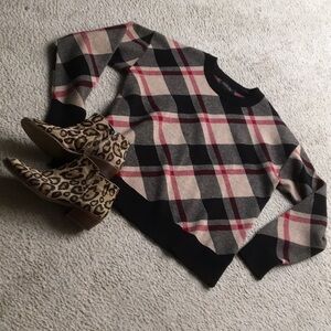 RACHEL ZOE/BURBERRY LOOK PLAID SWEATER